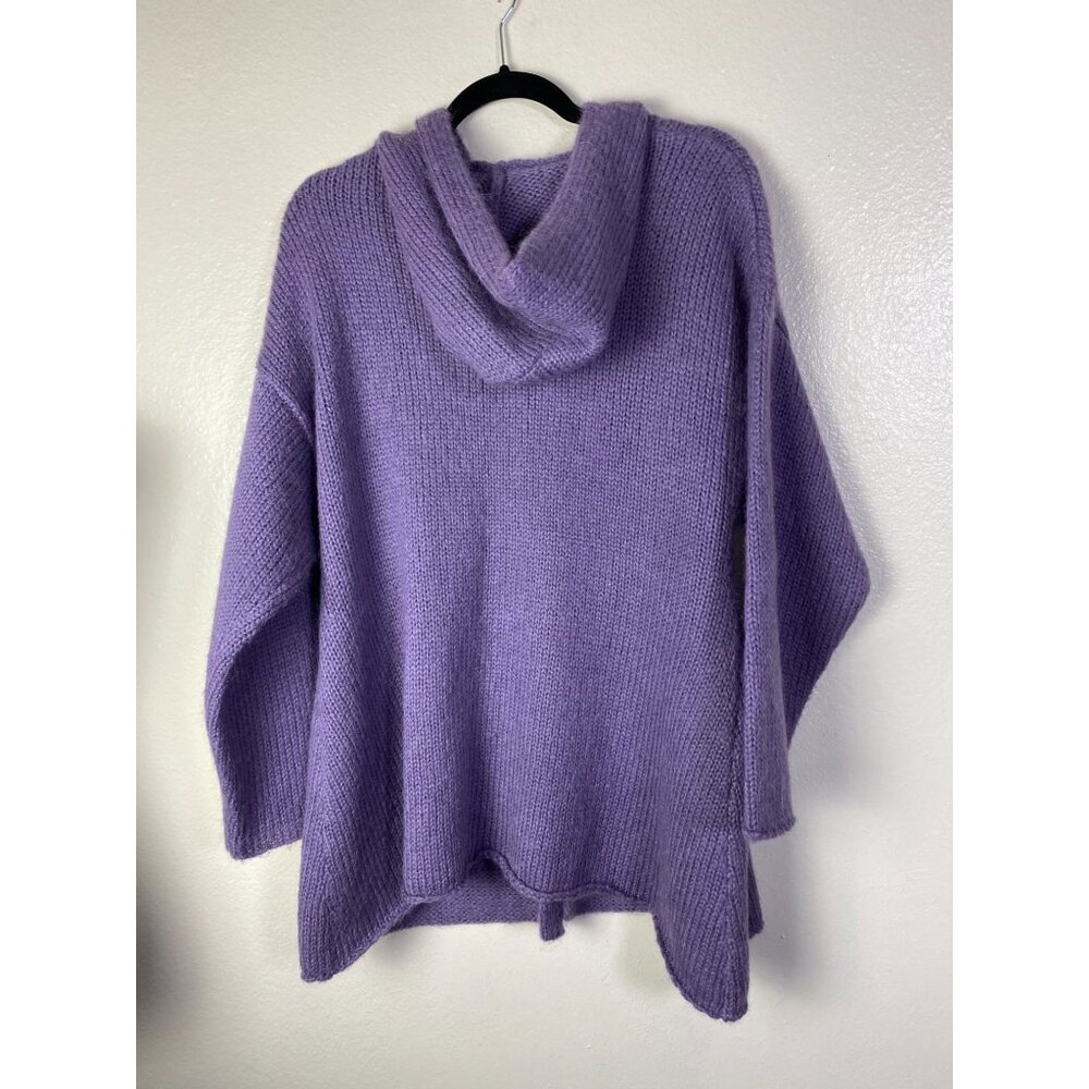 Soft Surroundings Purple Hooded Knit Cardigan Sweater Size Medium Wool Angora - Picture 12 of 13